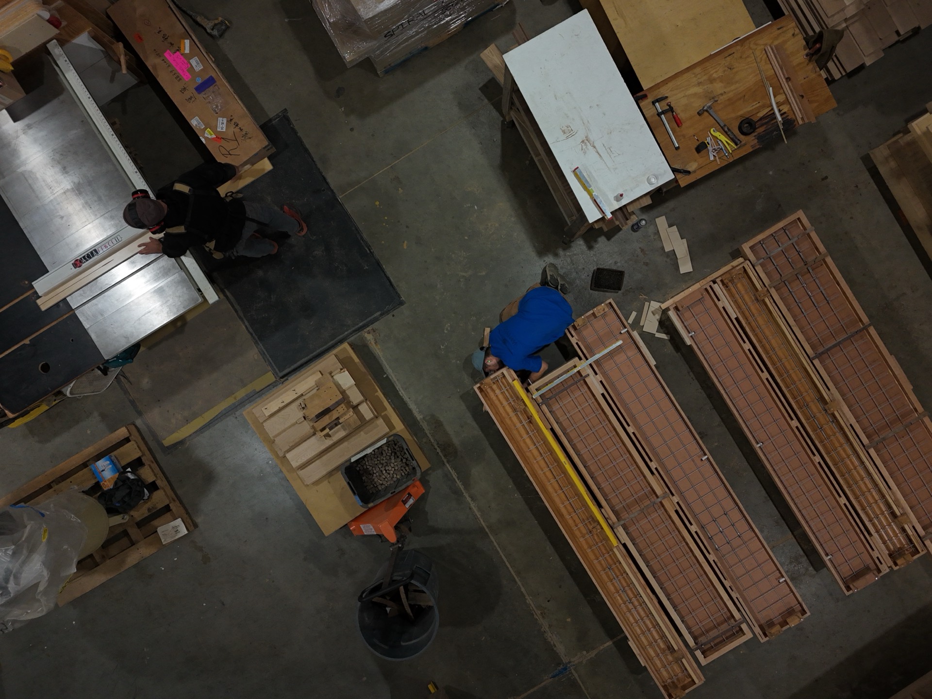 Craftsmen at work in the Instinct Builders workshop